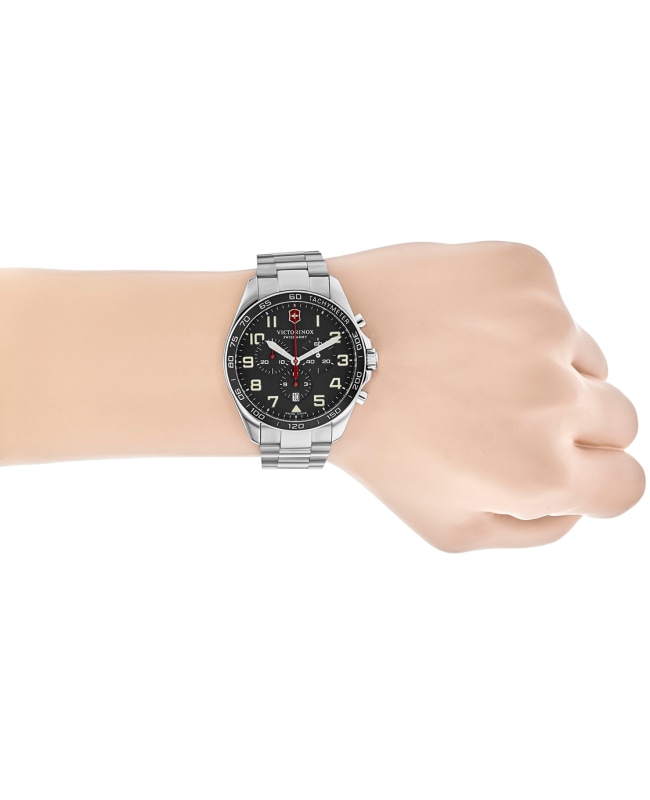 Victorinox Orologio Uomo FieldForce XS, 42 Mm, Swiss Made, Quarzo, Vetro Zaffiro, Impermeabile 100m, Cinturino In Pelle Nero, Funzione Giorno-Data