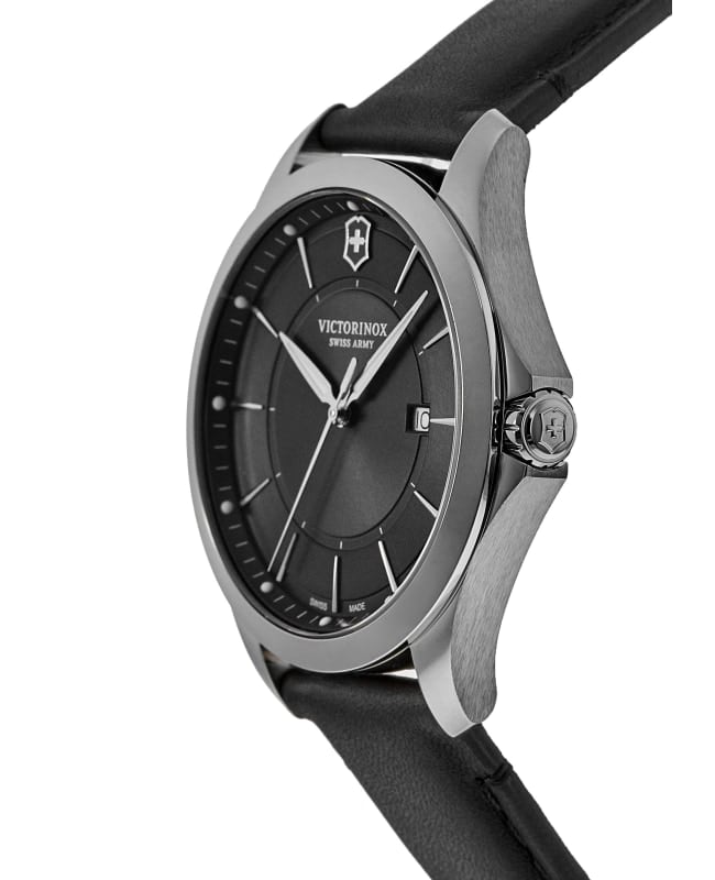Victorinox garrison black dial leather strap men's watch 241006cb hotsell