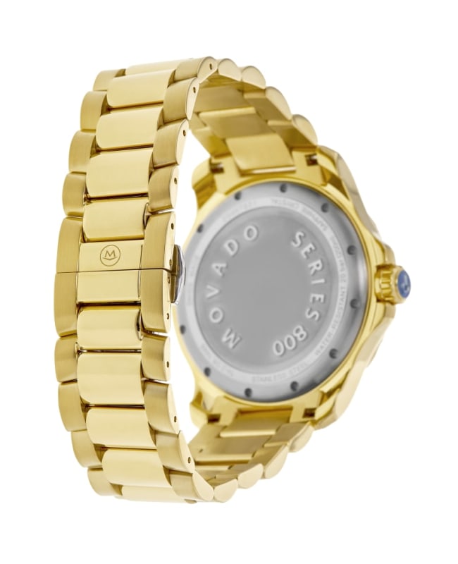 Movado Series 800 Black Dial Yellow Gold Tone Men's Watch 2600145