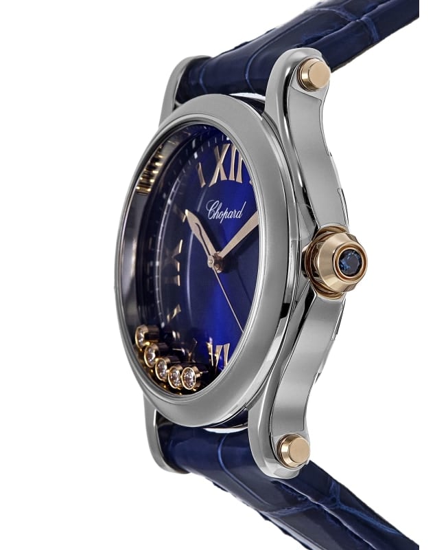 Chopard Happy Sport Round 36mm Blue Diamond Dial Leather Chopard Happy Sport Round 36mm Blue Diamond Dial Leather