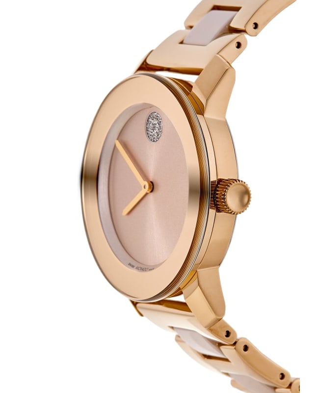 Movado bold men's watch rose gold discount
