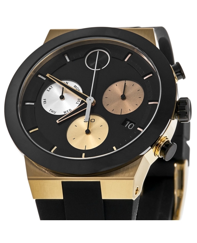 Movado Bold Fusion Quartz Chronograph Black Dial Silicone Strap Men's Watch  3600896