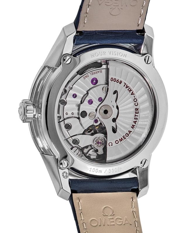 Omega De Ville Hour Vision Automatic Blue Dial Blue Leather Men's