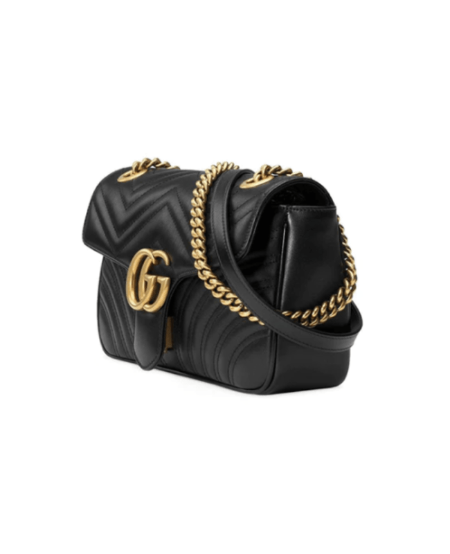 Black Leather GG Marmont Small Matelassé Shoulder Bag