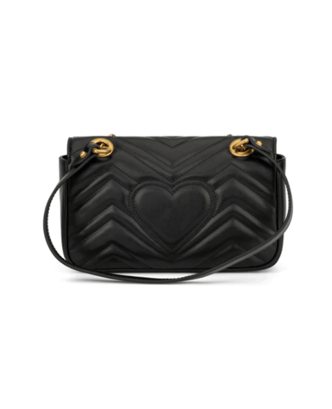 Gucci GG Marmont Mini Black Chevron Leather with Gold Chain Women s Shoulder Bag 446744 DTDIT 1000
