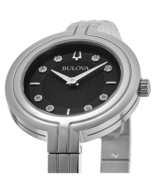 Bulova Rhapsody Black Dial Stainless Steel Women's Watch 96P215
