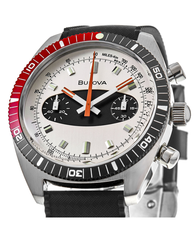 Bulova Chronograph A Off White Dial Black Silicone Strap Bulova Chronograph A Off White Dial Black Silicone Strap