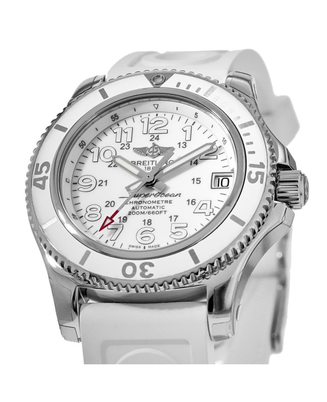 Breitling Superocean II 36 Hurricane White Dial White Rubber Strap