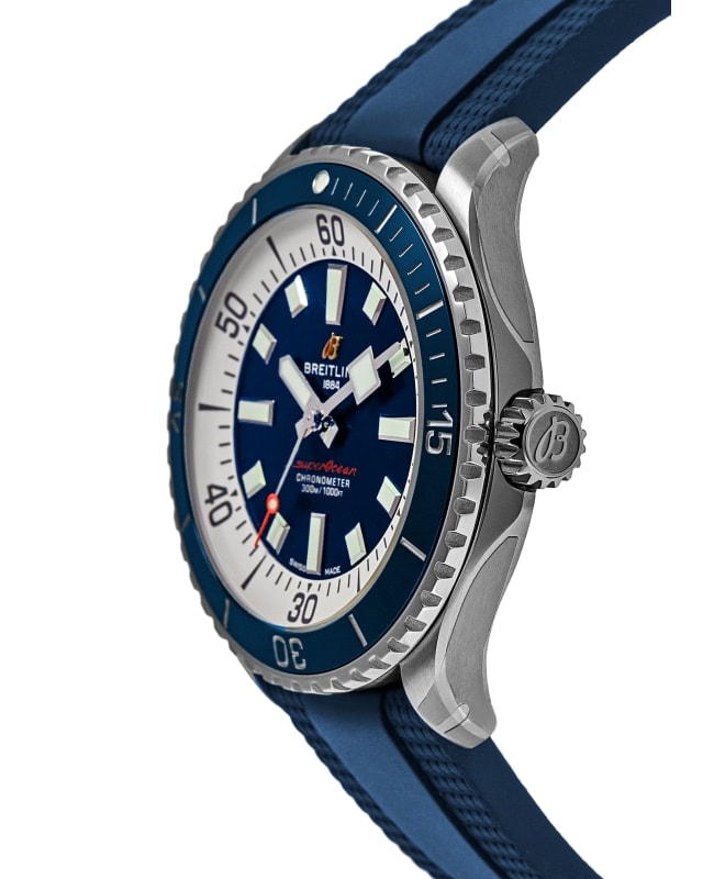 Breitling Superocean Automatic 42 Blue Dial Rubber Strap Men's Watch  A17375E71C1S1