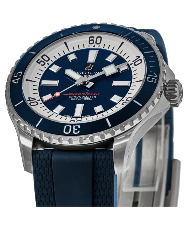 Breitling Superocean Automatic 42 Blue Dial Rubber Strap Men's Watch  A17375E71C1S1