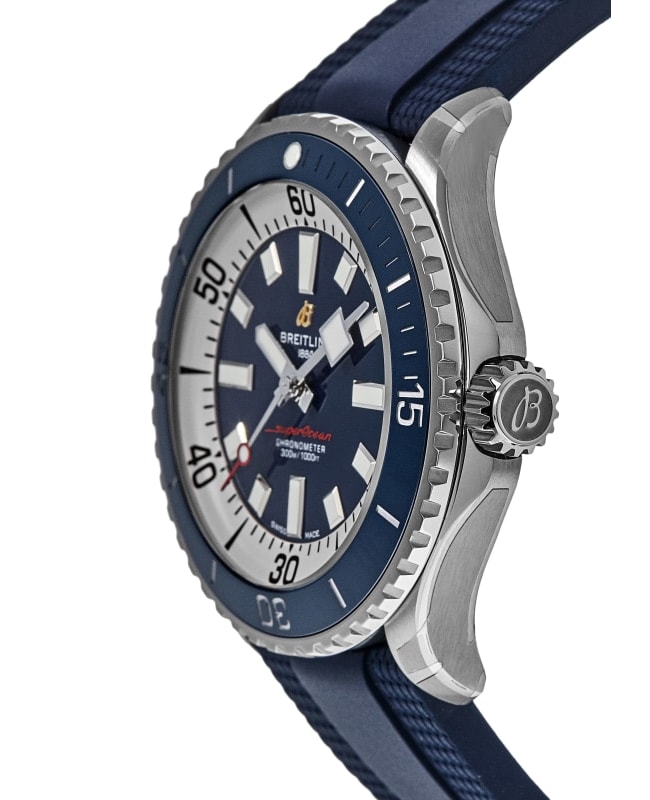 Breitling Superocean Automatic 46 Blue Dial Rubber Strap Men's Watch  A17378E71C1S1