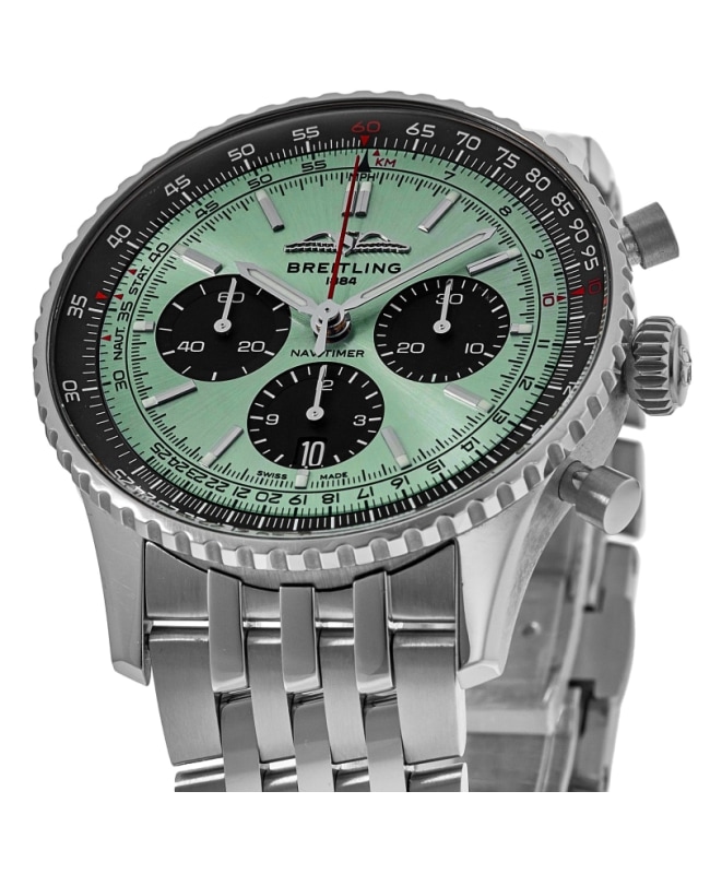 Breitling Navitimer B01 Chronograph 43 Automatic Mint Green Dial Steel Men's Watch AB0138241L1A1 2