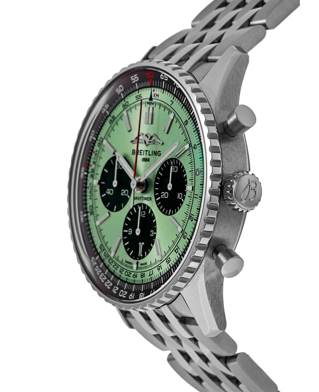 Breitling Navitimer B01 Chronograph 43 Automatic Mint Green Dial Steel Men's Watch AB0138241L1A1 3