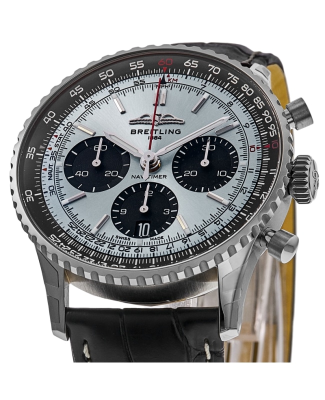 BREITLING ブラックレザーベルト 22-18mm ナビタイマー B01 BREITLING