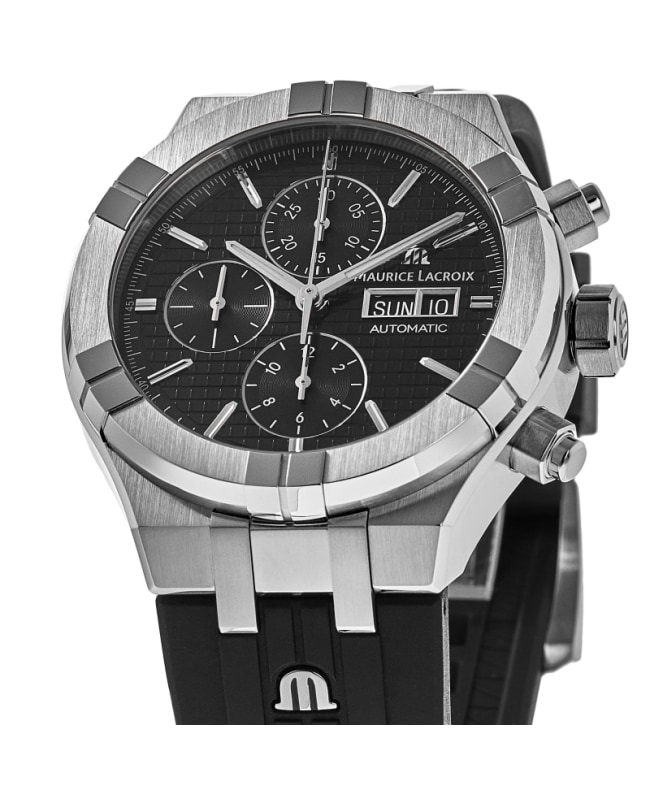 Maurice Lacroix Aikon Automatic Black Chronograph Dial Rubber Strap Men's  Watch AI6038-SS000-330-2