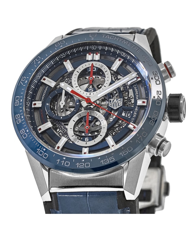 Tag Heuer Carrera Blue Skeleton Dial Chronograph Steel Mens Watch CAR201T