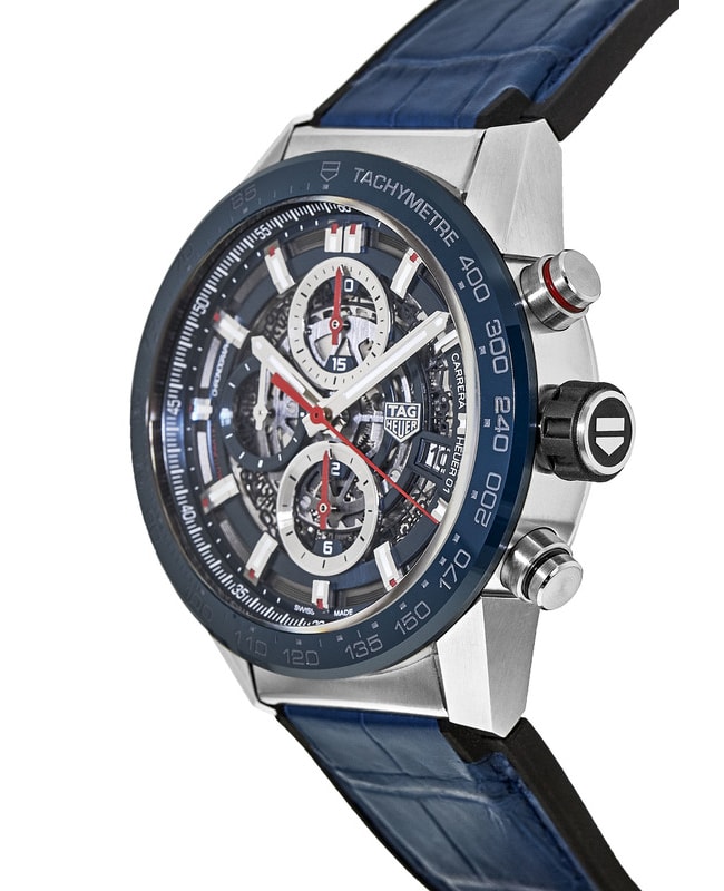 Tag Heuer Carrera Blue Skeleton Dial Chronograph Steel Mens Watch CAR201T