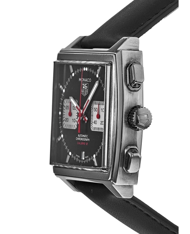 Tag Heuer Monaco Chronograph Black Dial Calf Leather Strap Men s