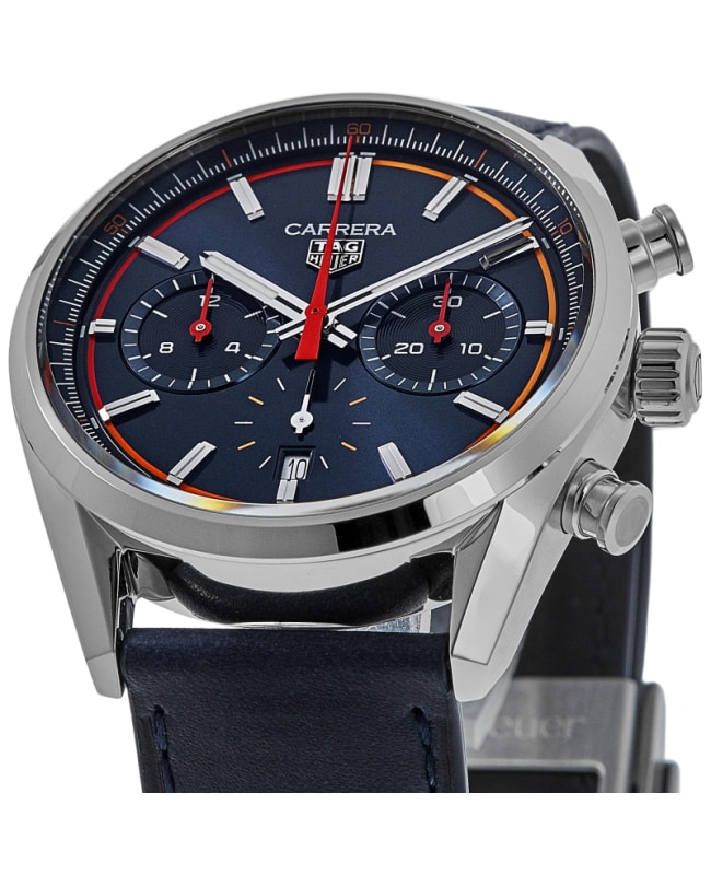 Tag heuer chronograph leather strap discount