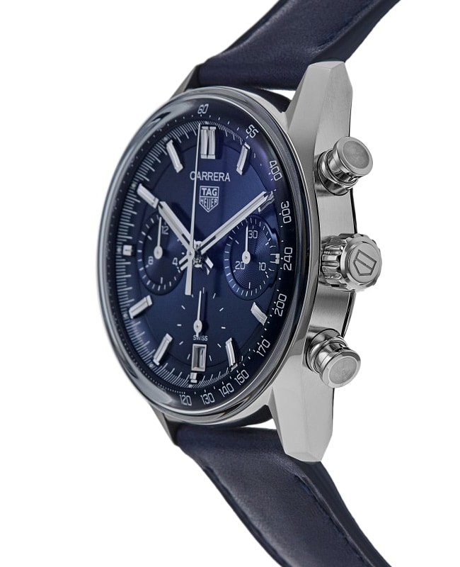 Tag Heuer Carrera Chronograph 39mm Watch - Blue Dial - Blue Band - Steel Case