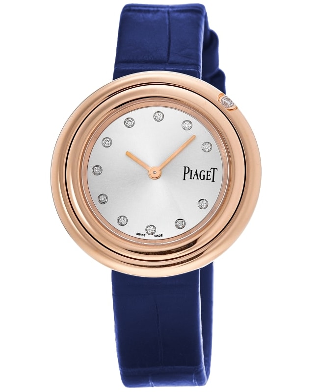 Piaget Possession Silver Diamond Dial 18K Rose Gold Leather Strap Women s Watch G0A43081