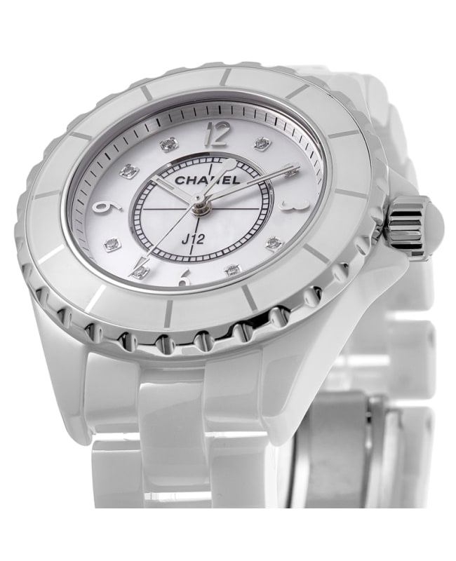 Chanel J12 Classic 33mm Diamond White Ceramic Women's Watch H2422