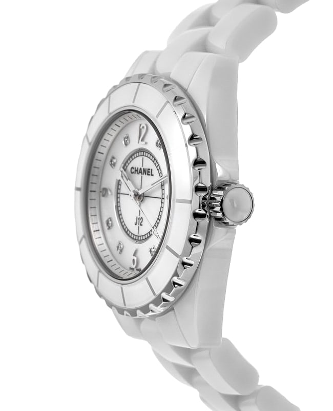 Chanel Midsize Unisex Watch J12 Diamond White H1629