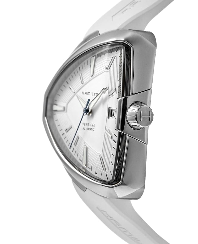 Hamilton Ventura Elvis80 Auto White Dial White Rubber Strap Men's