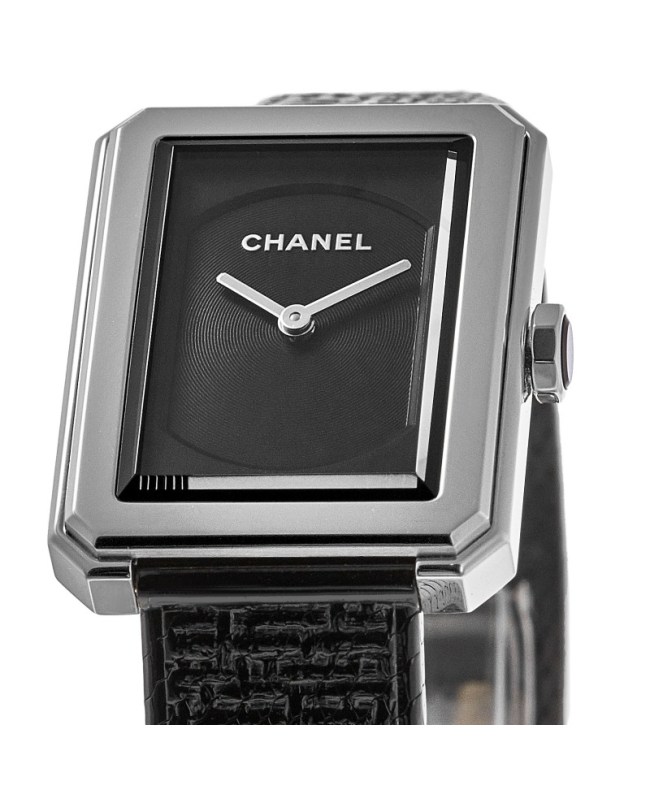 CHANEL Boyfriend tweed H5318 Diamond Bezel black Dial Quartz Boy\'s Watch_942721 Chanel Boy·Friend steel watch with diamonds | Relojería Alemana main image 2