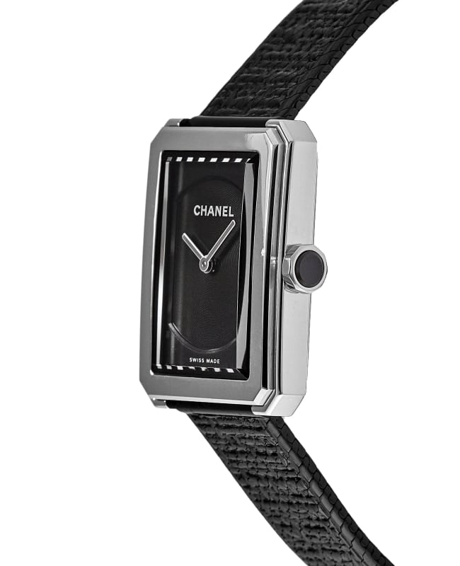 Chanel Boy-Friend Rectangle Black Dial Steel Women's Watch H5317