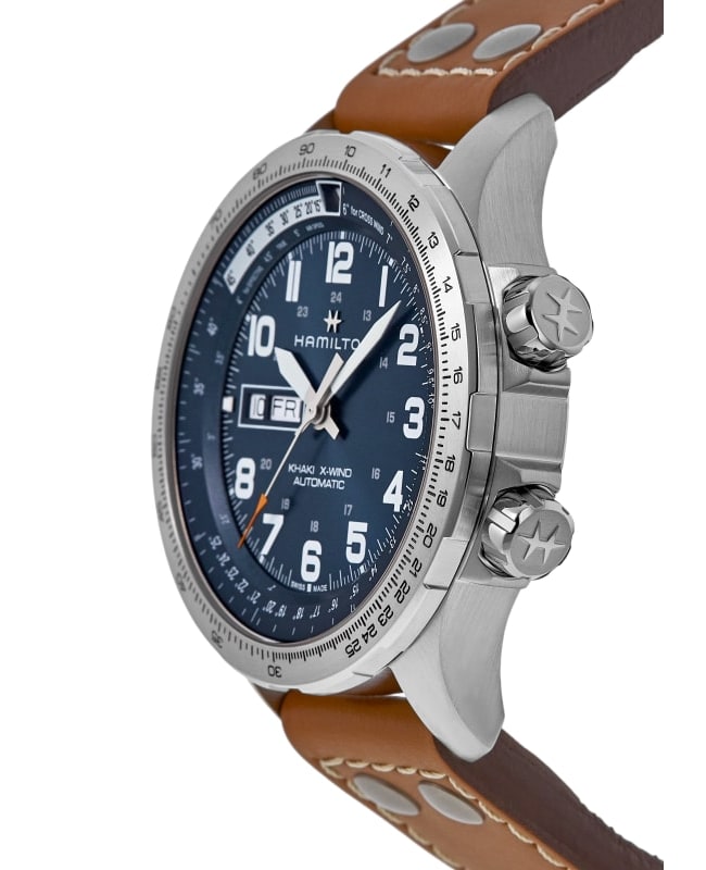 Hamilton Khaki X-Wind Day Date Auto Blue Dial Leather Strap