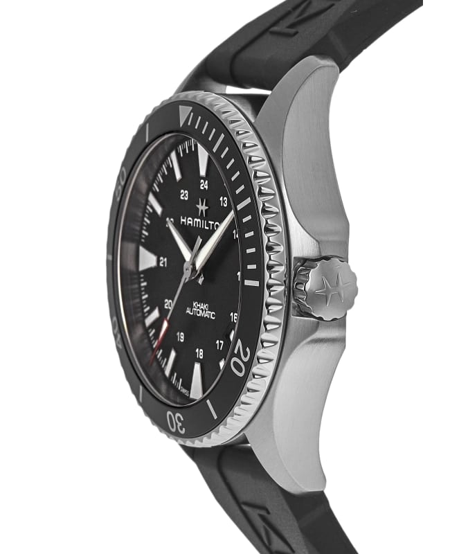 Hamilton Khaki Navy Scuba Auto Black Dial Rubber Strap Men's