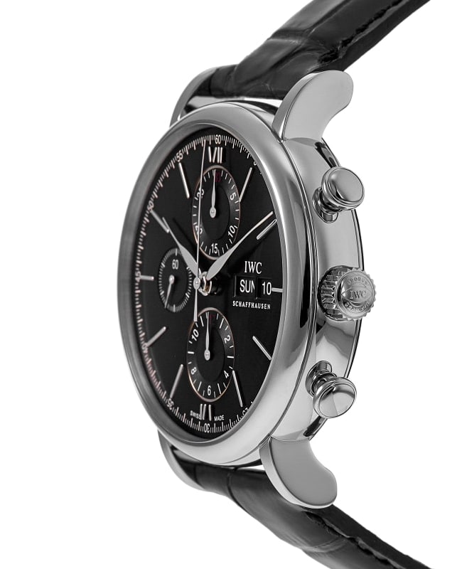 IWC Portofino Chronograph 42mm Day Date Black Dial Men s Watch