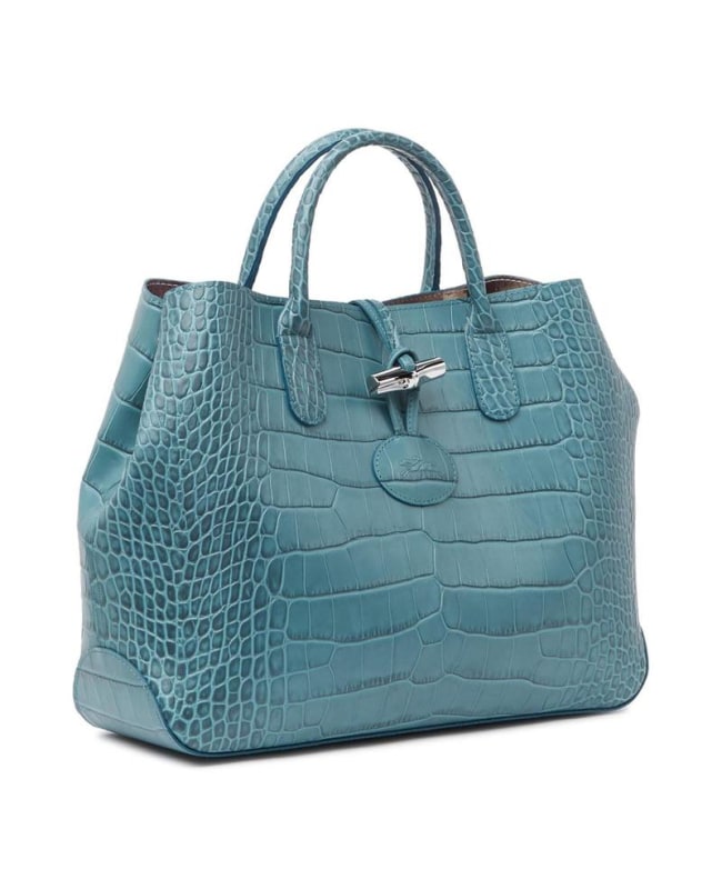 トートバッグ LONGCHAMP TOTES ROSETHE Longchamp Roseau Jade Croc-Embossed Top-Handle Women's Tote
