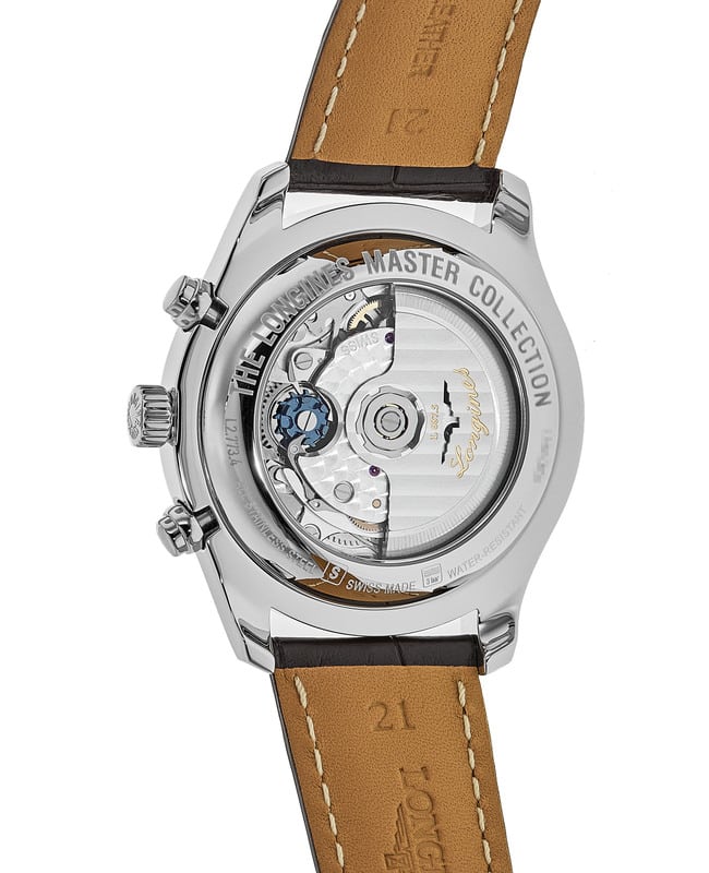 Longines Master Collection Moonphase 42mm Silver Chronograph Dial Leather Strap Men s Watch L2.773.4.78.3