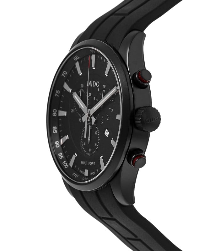 Mido Multifort Black Chronograph Dial Rubber Strap Men's Watch  M005.417.37.051.20