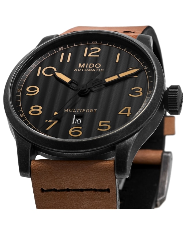 Mido Multifort Black Dial Brown Leather Strap Men