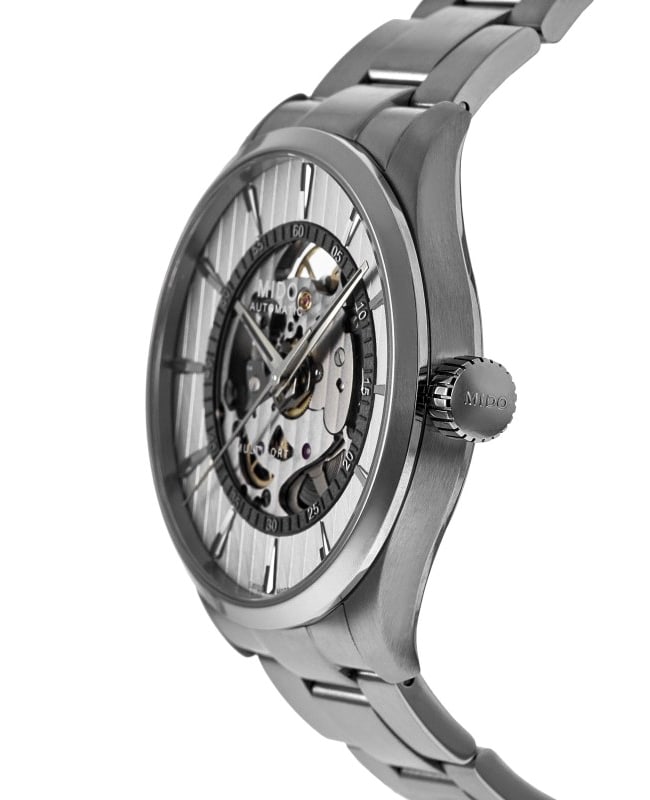 Mido Multifort Skeleton Vertigo Rhodium Dial Steel Men's