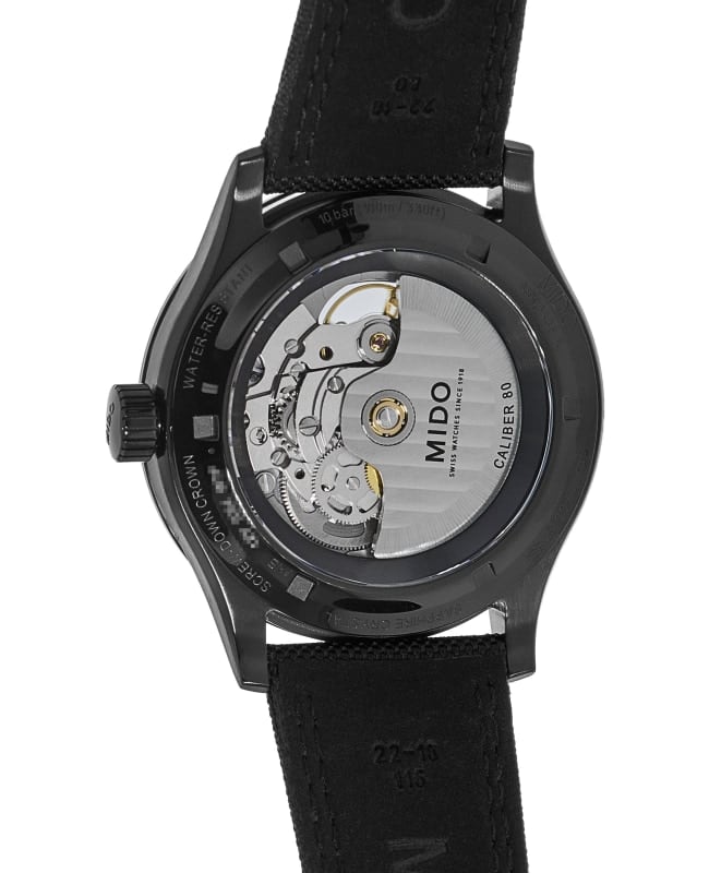 Mido Multifort Skeleton Vertigo Black Dial Fabric Strap Men