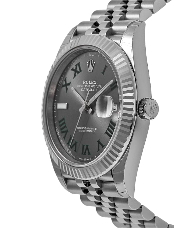 Rolex Datejust 41 Steel & White Gold Wimbledon Dial Fluted