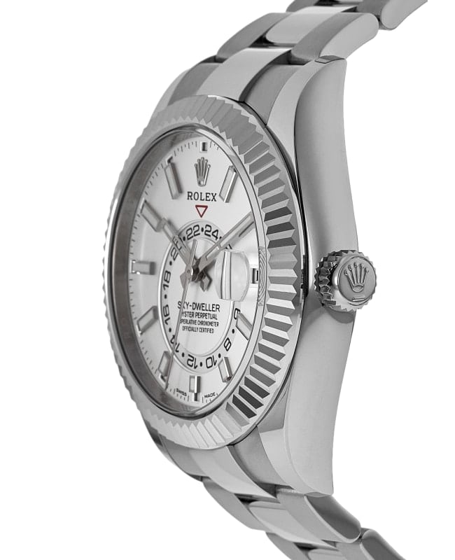 Rolex Sky-Dweller Steel White Dial Gold Bezel Watch M326934-0001