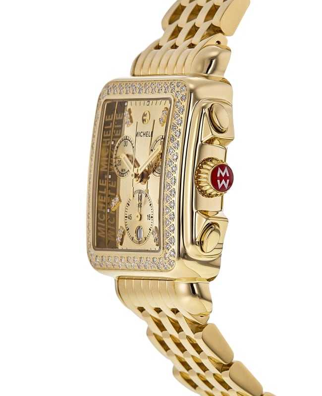 Michele Deco Diamond High Shine 18K Gold-Plated Women's Watch