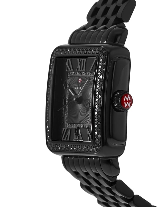 Michele Deco Madison Black Dial Diamond Black Steel Women s Watch