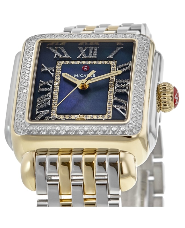 高品質の激安 Michele Women's Two-Tone Diamond Dial Blue Madison Deco ジャケット・アウター