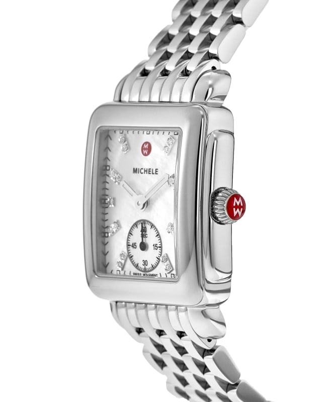 Michele Deco Mid Mother of Pearl Diamond Dial Steel Women s Watch