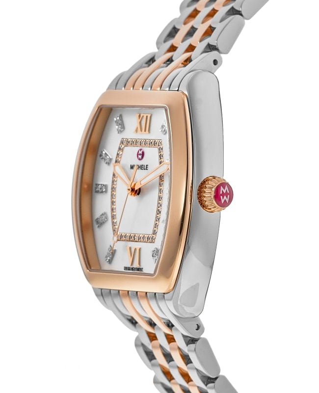 Michele Releve Mother of Pearl Diamond Dial Two Tone Steel Women s