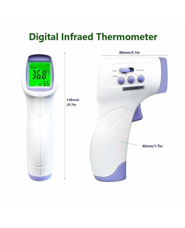 Quick Scan Instant Readout Contactless Thermometer Gun by IndigiÂ® - Fever  Indicator w/ LED Color Readout