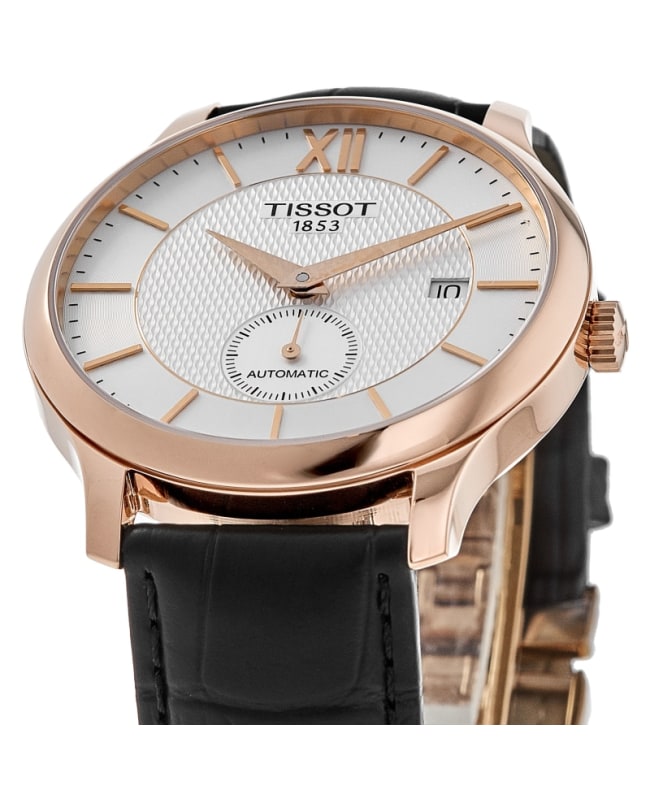 Tissot Tradition Automatic Small Second Rose Gold Tone Leather