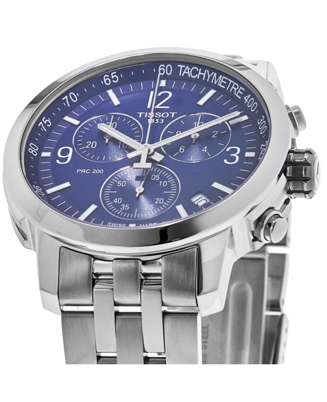 Tissot PRC 200 Quartz Chronograph Blue Dial Steel Men s Watch T114