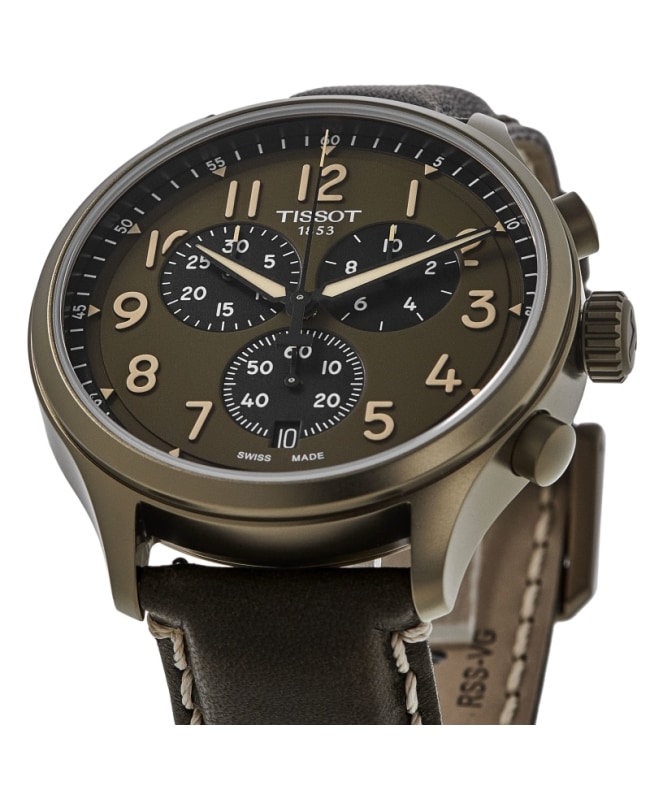 Tissot Chrono XL Quartz Khaki Dial Leather Strap Men s Watch T116.617.36.092.00